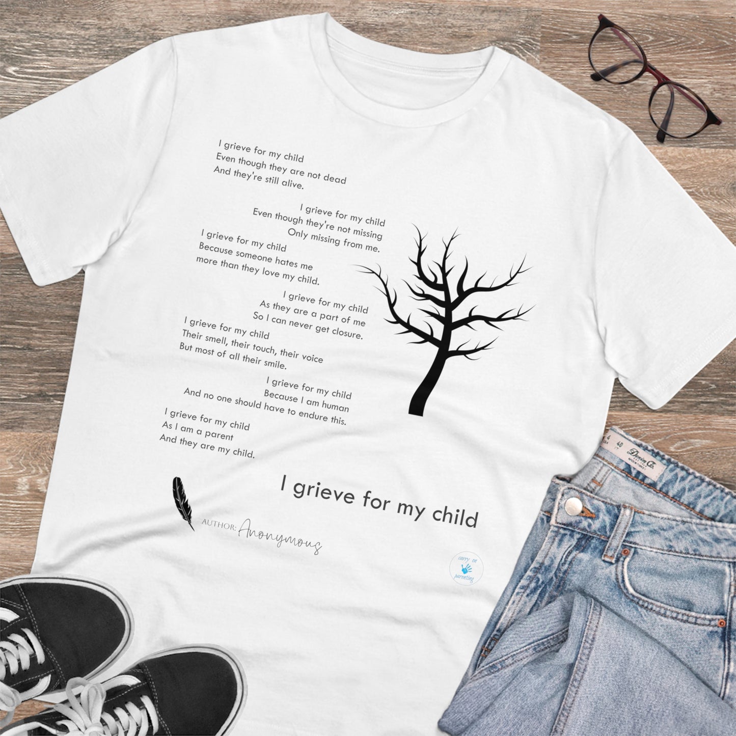 Grief Poem Black Lettering  T-shirt - Unisex