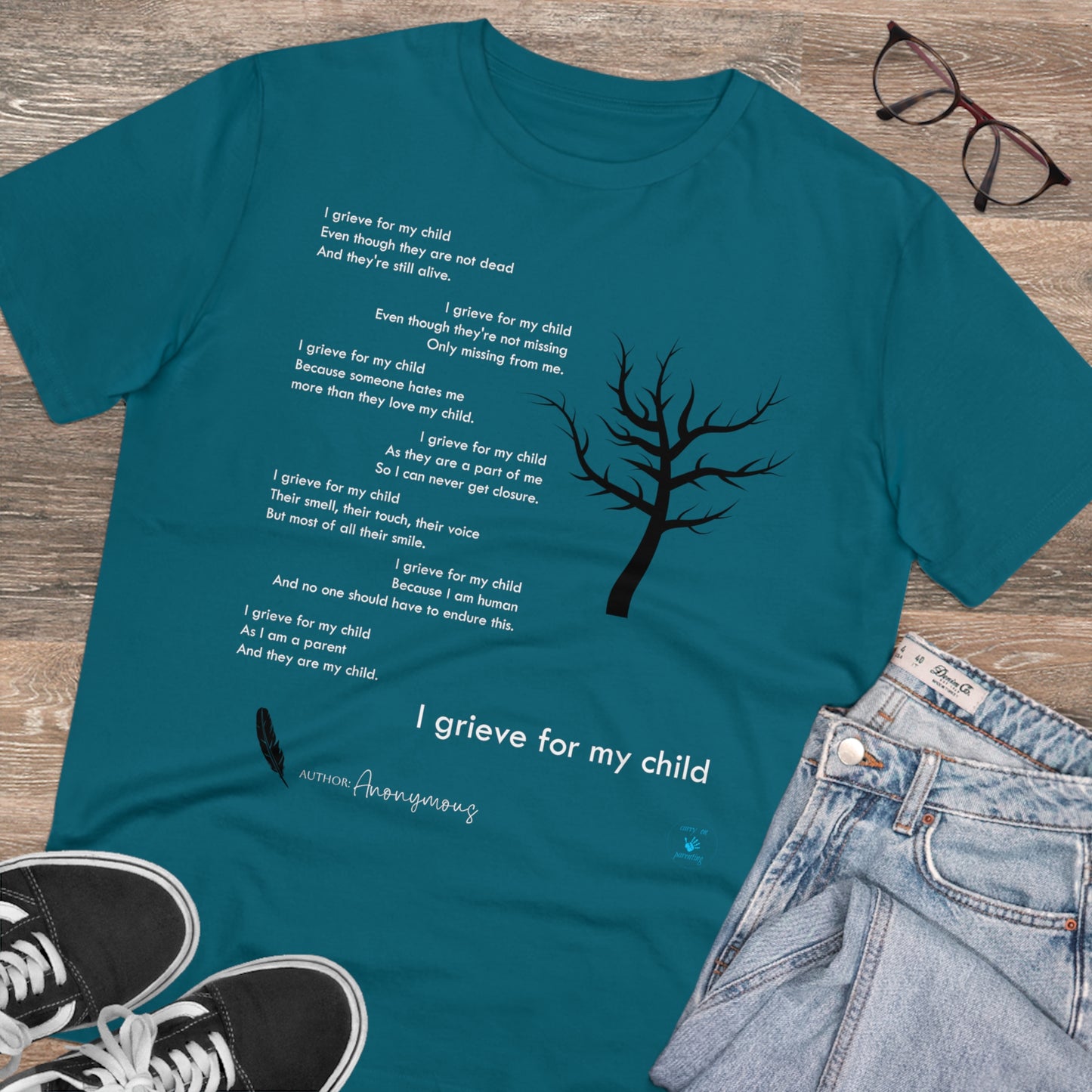 Grief Poem White Lettering  T-shirt - Unisex