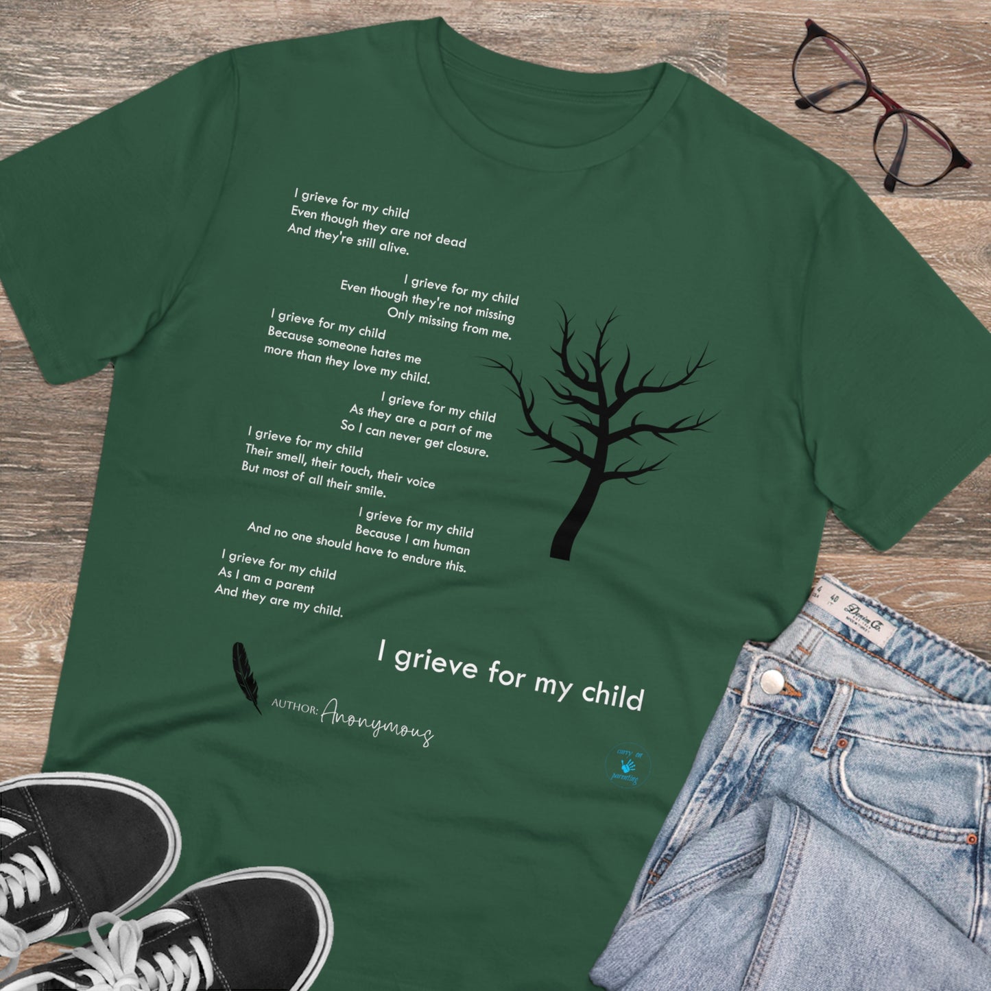 Grief Poem White Lettering  T-shirt - Unisex