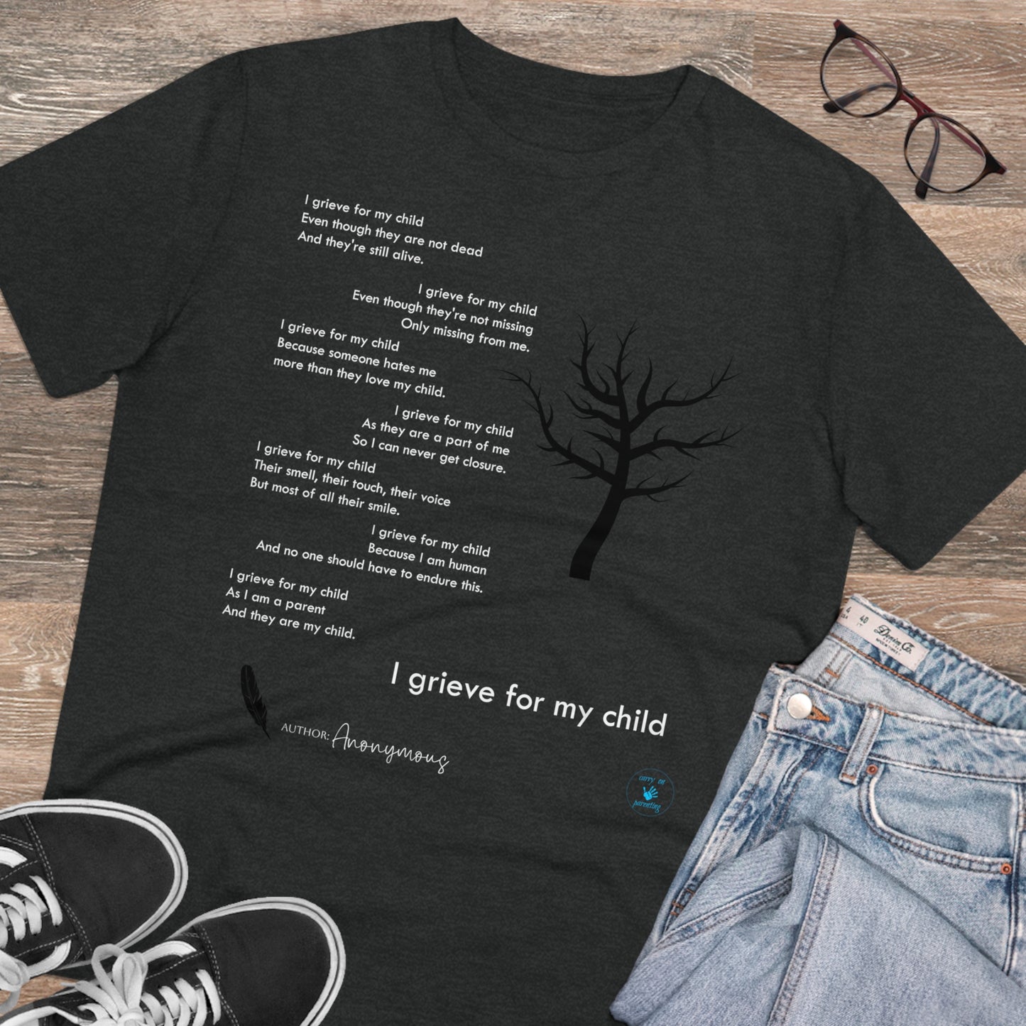 Grief Poem White Lettering  T-shirt - Unisex