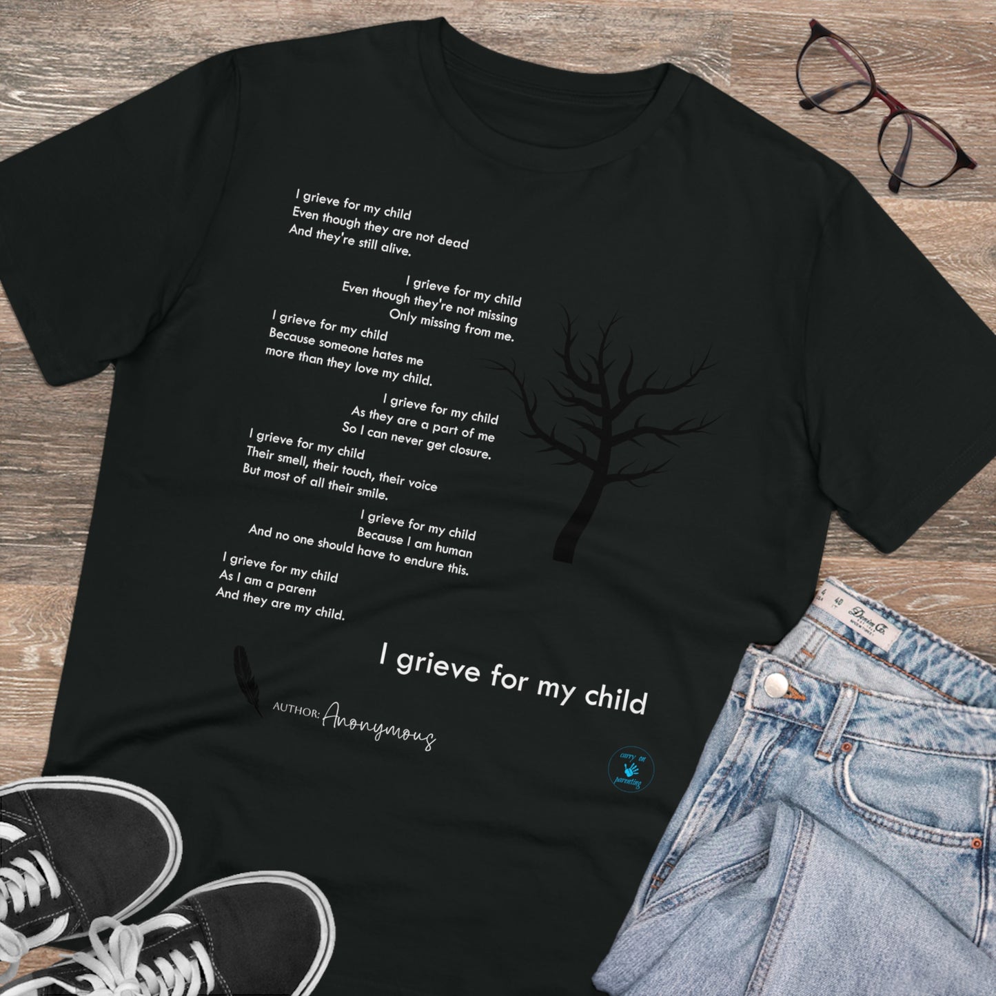 Grief Poem White Lettering  T-shirt - Unisex