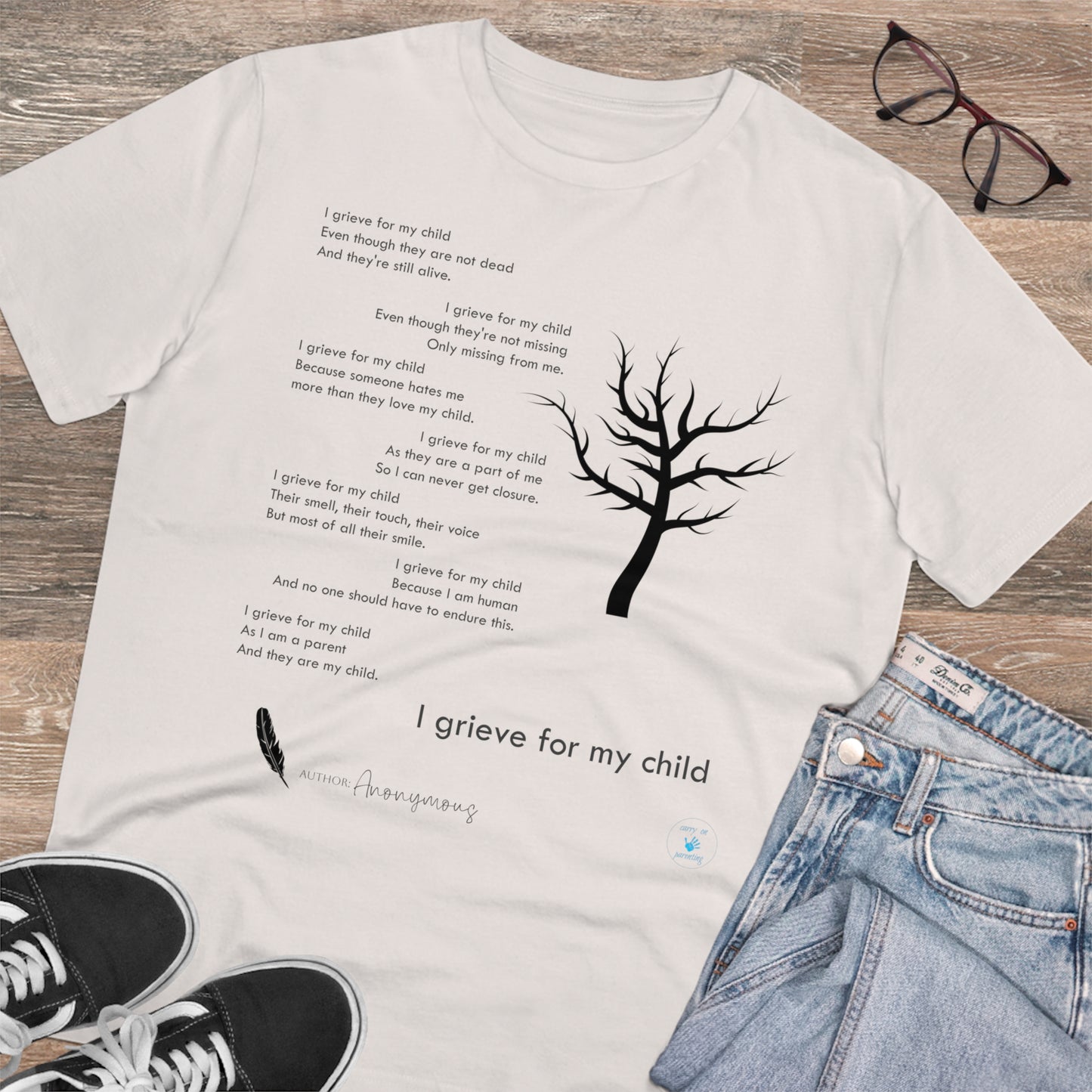 Grief Poem Black Lettering  T-shirt - Unisex